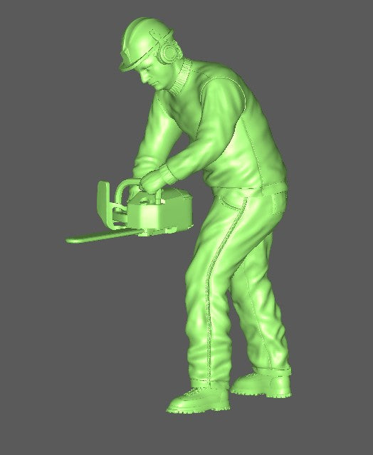 Bauarbeiter Sergie mit Motorsäge 1:32