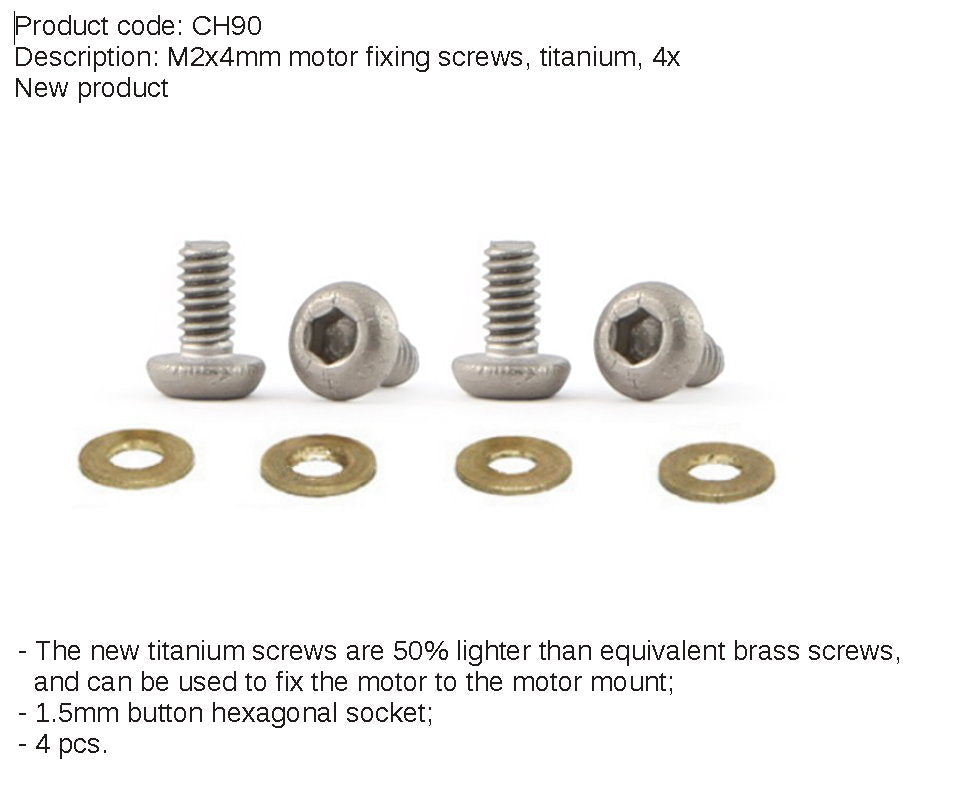 Slot It Motorbefestigungsschrauben Titan M2 (4Stk) CH90