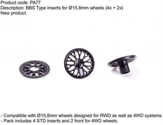 Slot It Felgeneinsätze DTM Opel Calibra V6 BBS vorne u.hinten PA77