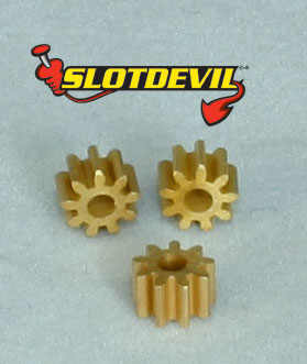 Slotdevil Motorritzel 9 Zähne M50 Messing für 2 mm (3 Stück) 20250309