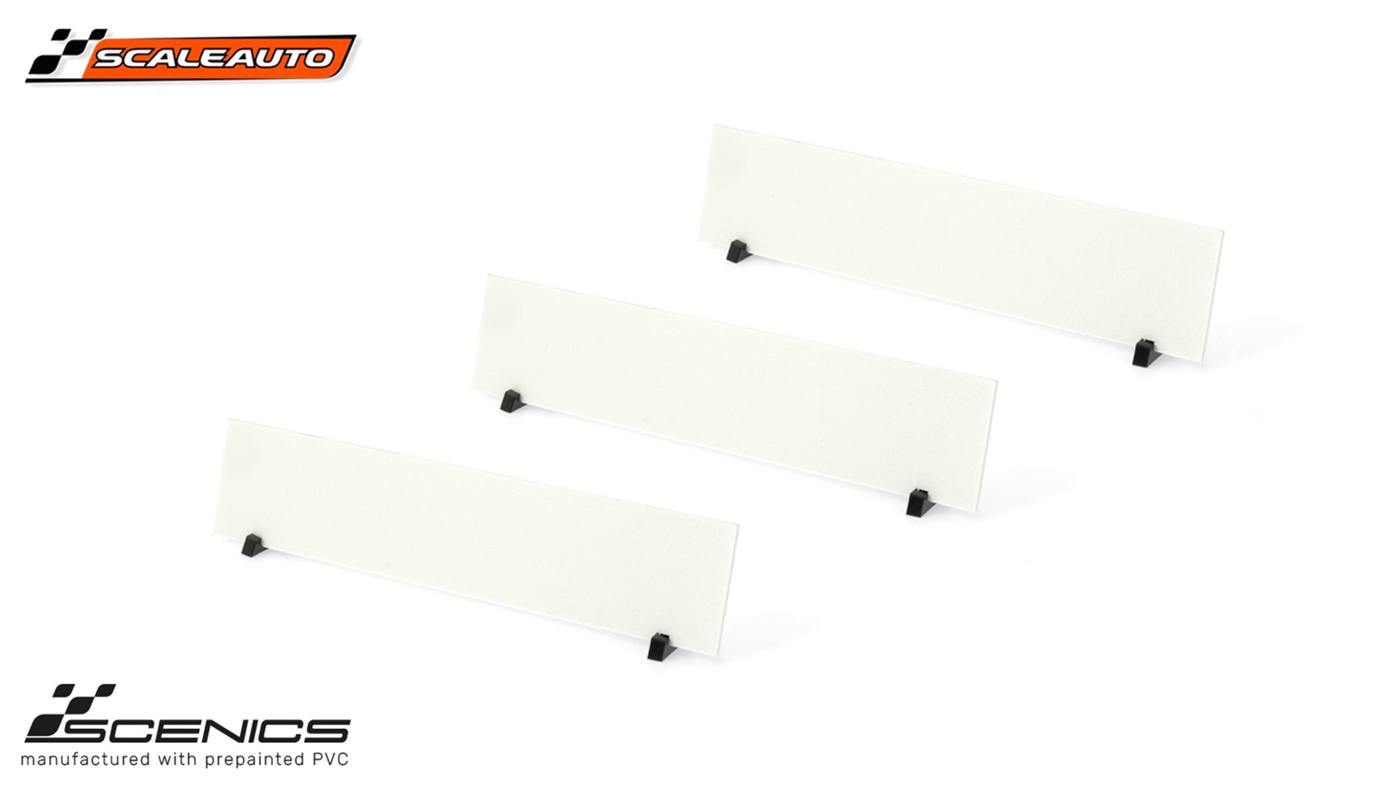 Werbetafel in Weiß (PVC-Hartschaumplatten) 125x25mm mit Halterungen 3Stk.