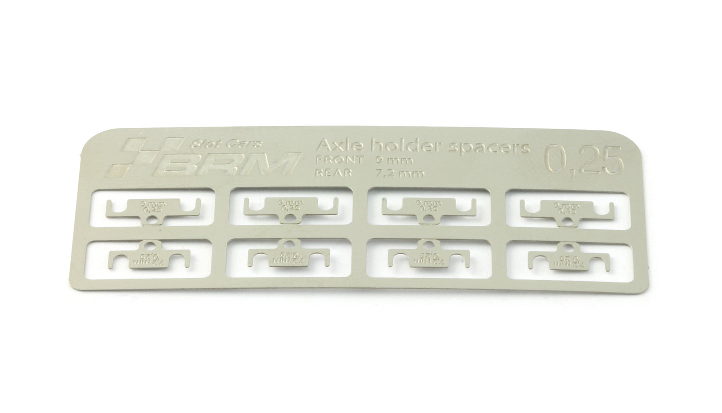 BRM Achshalter-Distanzen 0,25mm zur Chassistieferlegung (Metall) f.Slotcars