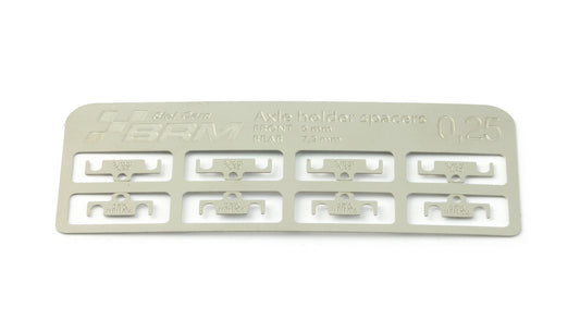 BRM Achshalter-Distanzen 0,25mm zur Chassistieferlegung (Metall) f.Slotcars