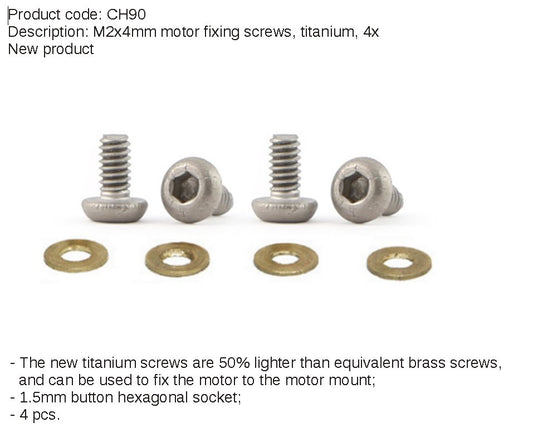 Slot It Motorbefestigungsschrauben Titan M2  (4Stk) CH90