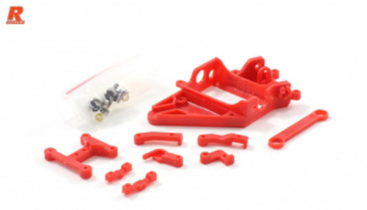 Scaleauto  Motorhalter Anglewinder RT3 m.Achsträger 0,5mm Offset Wide rot (extra hart) SC-6528C