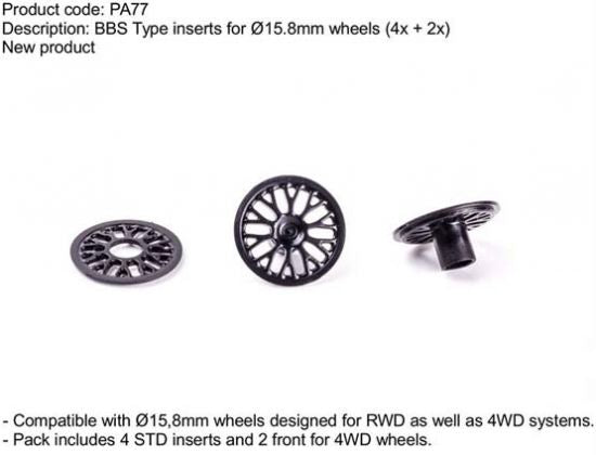 Slot It Felgeneinsätze DTM Opel Calibra V6 BBS vorne u.hinten PA77